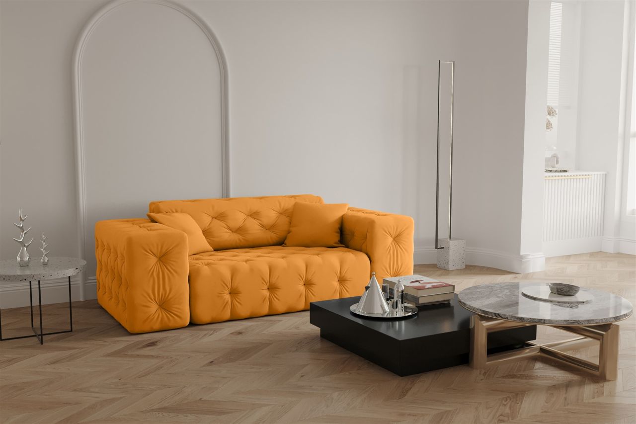 Sofa ersofa CHANTAL 2-Sitzer in Stoff Opera Velvet Gelb