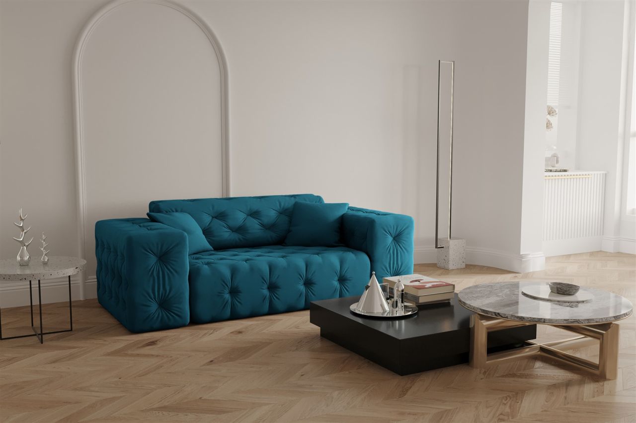 Sofa ersofa CHANTAL 2-Sitzer in Stoff Opera Velvet Ozeanblau