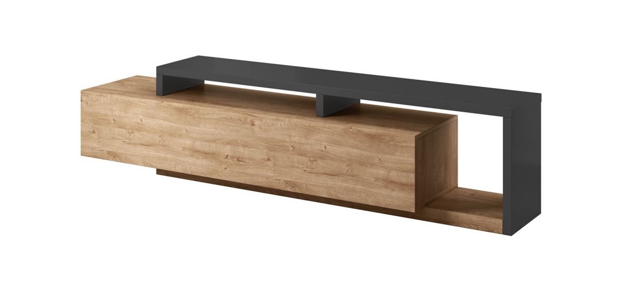 TV Board Lowboard BENDY Grau-Eiche 219cm
