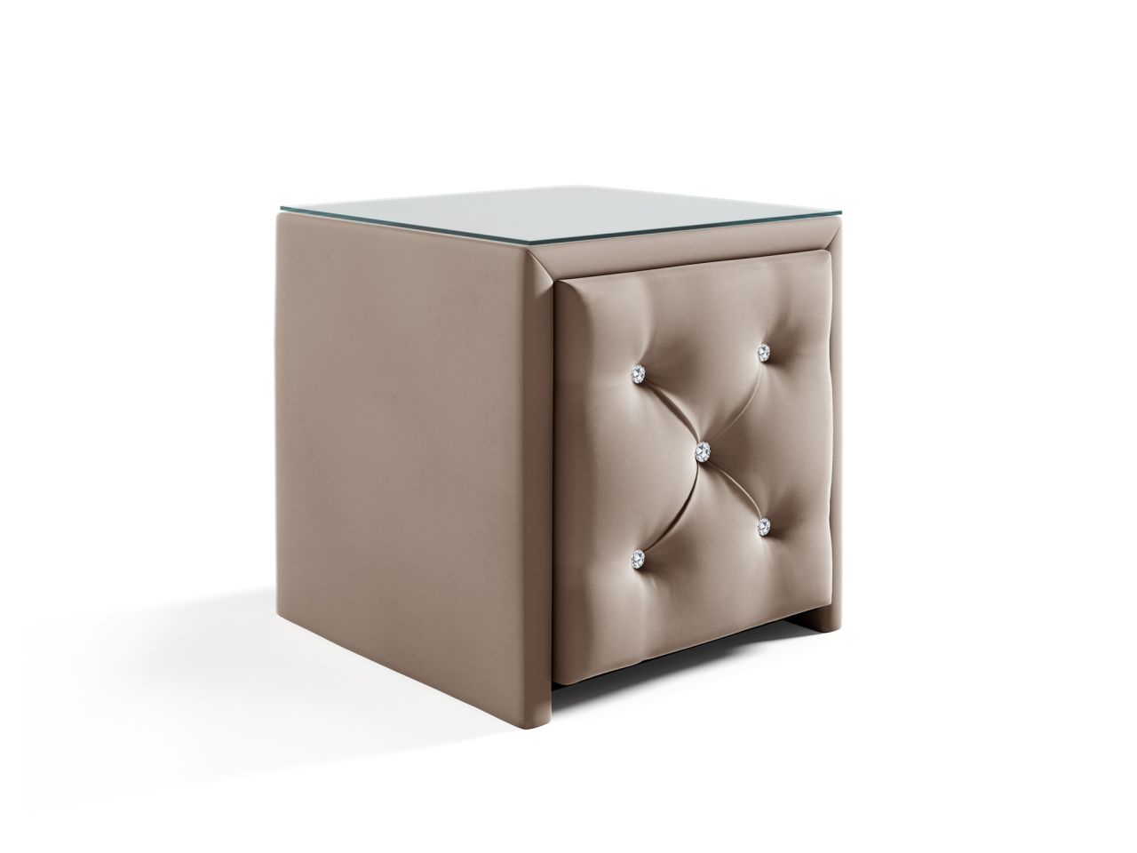 Nachttisch Nachtkonsole SEVRA 50x50cm in Stoff Elisa Velvet Beige