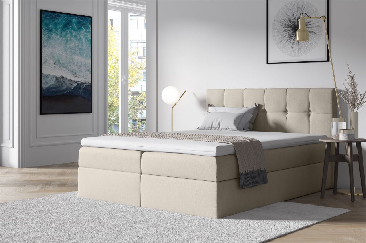 Boxspringbett Schlafzimmerbett BURGOS 160x200cm Beige