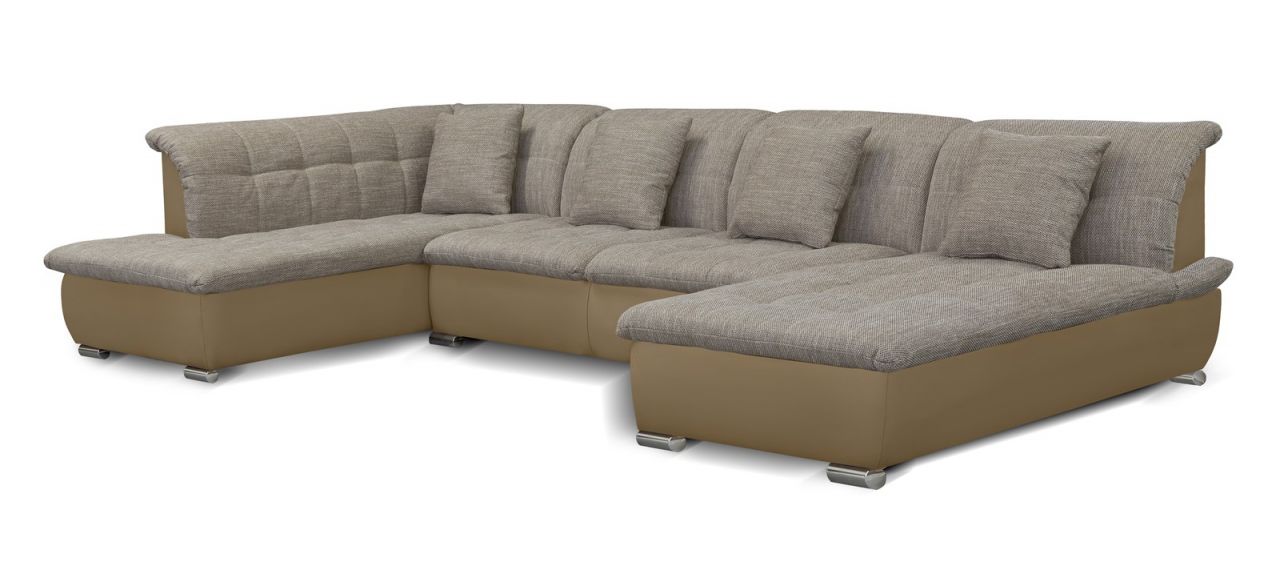 Couchgarnitur NICOLE ohne Schlaffunktion Ottomane Rechts Sand/Cappuccino