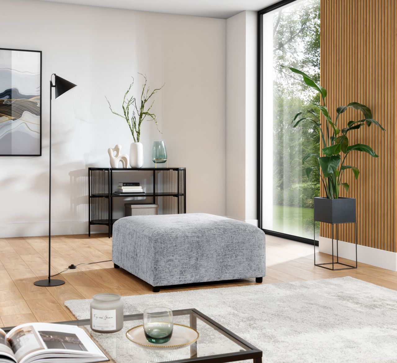 Polsterhocker erhocker ROMY in Stoff Enjoy Me Hellgrau