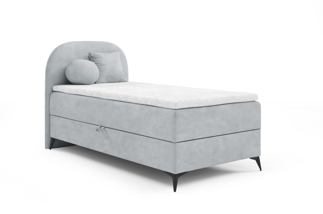 Boxspringbett Gästebett GORGIA 100x200cm Stoff Jasmin Hellgrau