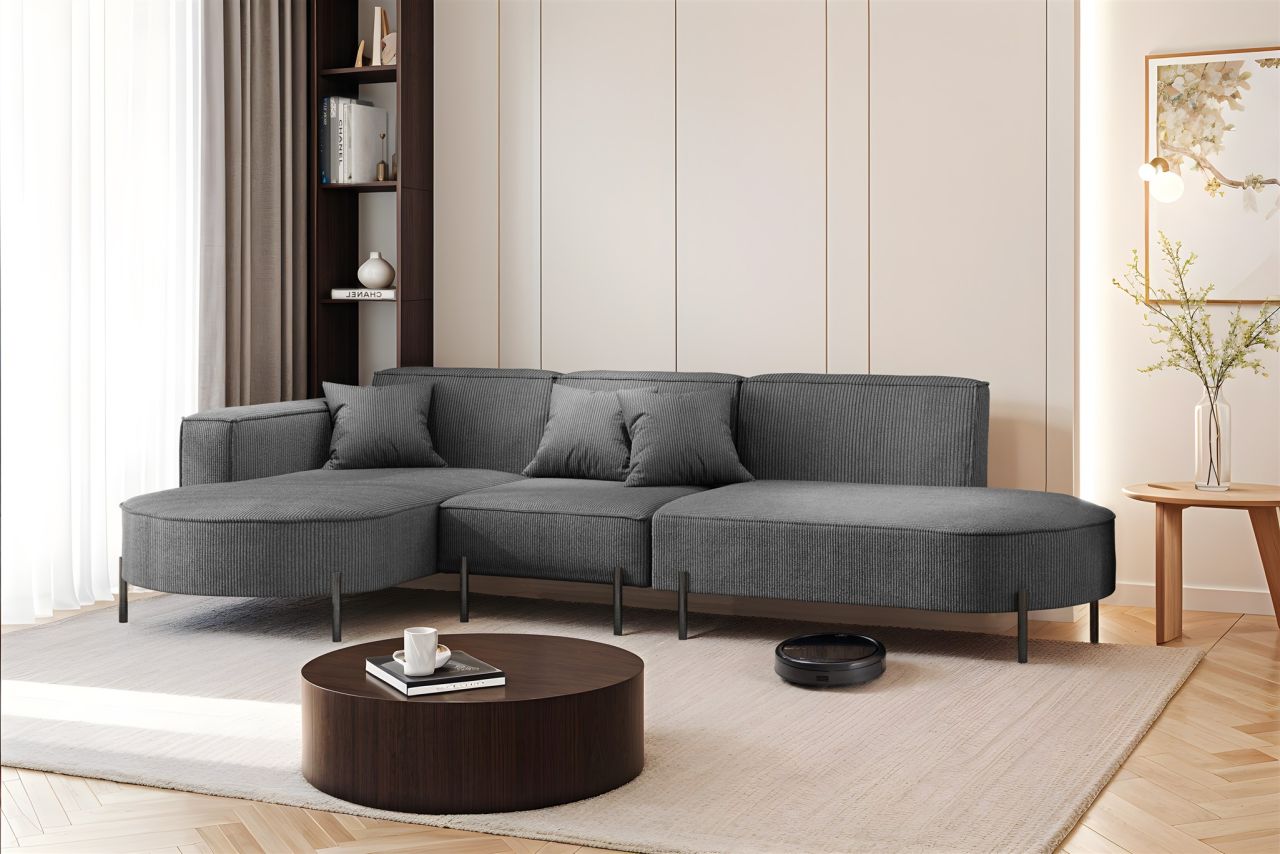 Ecksofa ersofa VALENCIA in Stoff Scala Anthrazit Ottomane Links