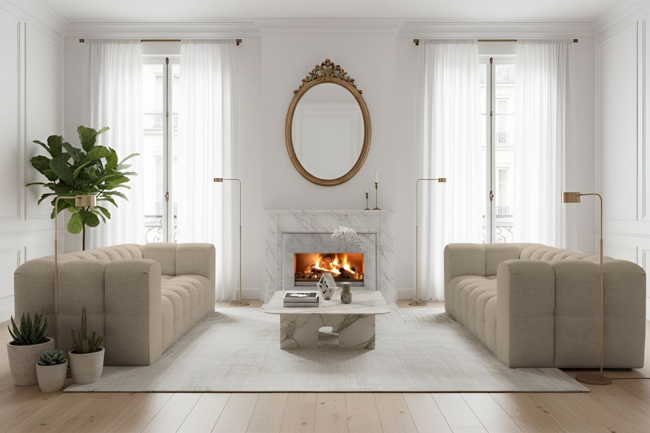 Sofaset ersofa SOLVIE 3-3 in Stoff Moly Beige