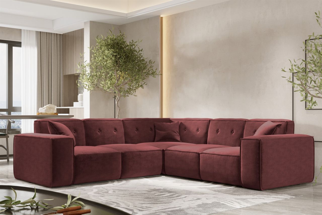 Ecksofa ersofa CESINA in Stoff Perfect Harmony Bordeauxrot Seite Universal