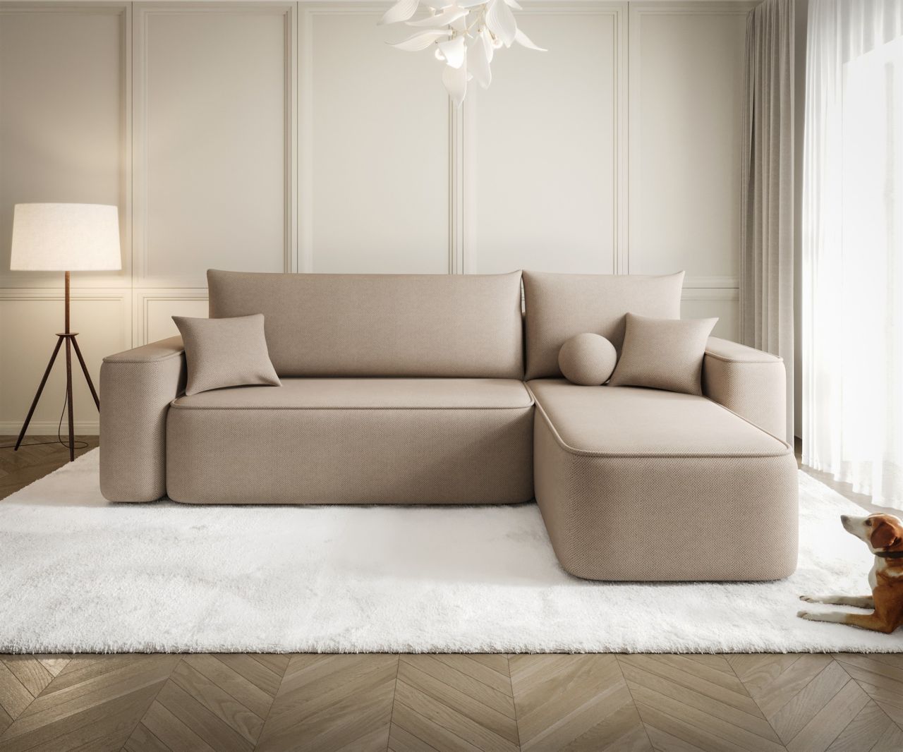 Ecksofa Schlafsofa Sofa AGEPO Stoff Curio Toffee Ottomane Rechts