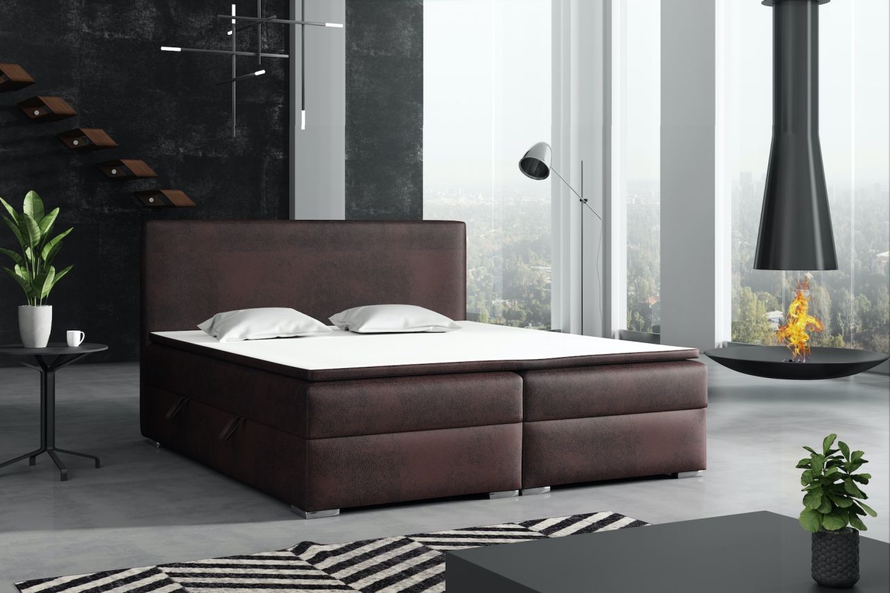 Boxspringbett Schlafzimmerbett DORIAN 180x200cm Vintage Dunkelbraun