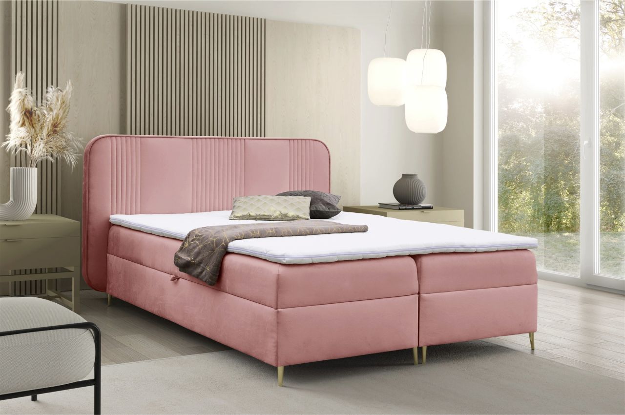 Boxspringbett Schlafzimmerbett AVERY PREMIUM 120x200cm Stoff Magic Velvet Rosa
