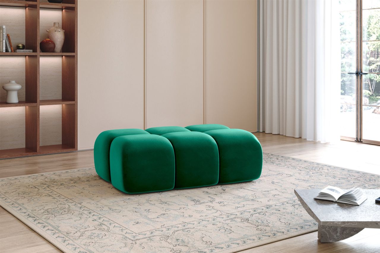 Polsterhocker erhocker DARCY 128x85 cm in Stoff Salvador Flaschengrün