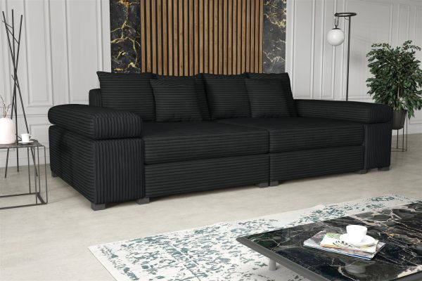 Big Sofa Couchgarnitur Megasofa Riesensofa AREZZO - Kunstleder Schwarz