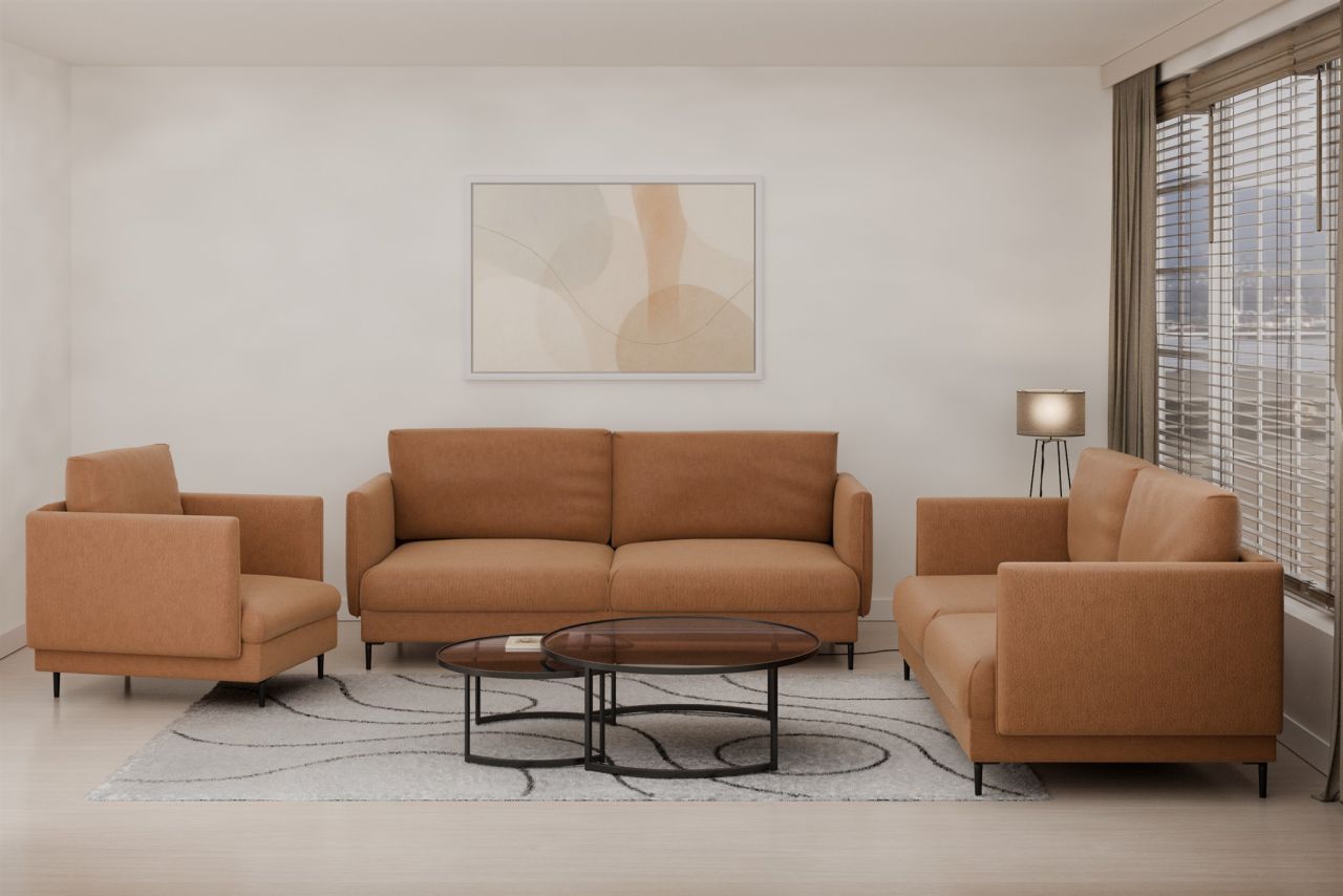 Fun Moebel Sofaset Designersofas Helmer 3-2-1 Stoff Vibe Terracotta