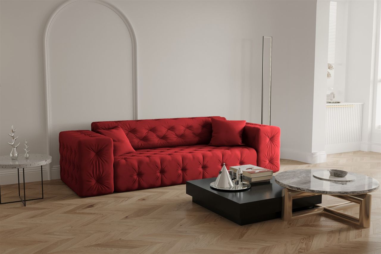 Sofa ersofa CHANTAL 3-Sitzer in Stoff Opera Velvet Rubinrot