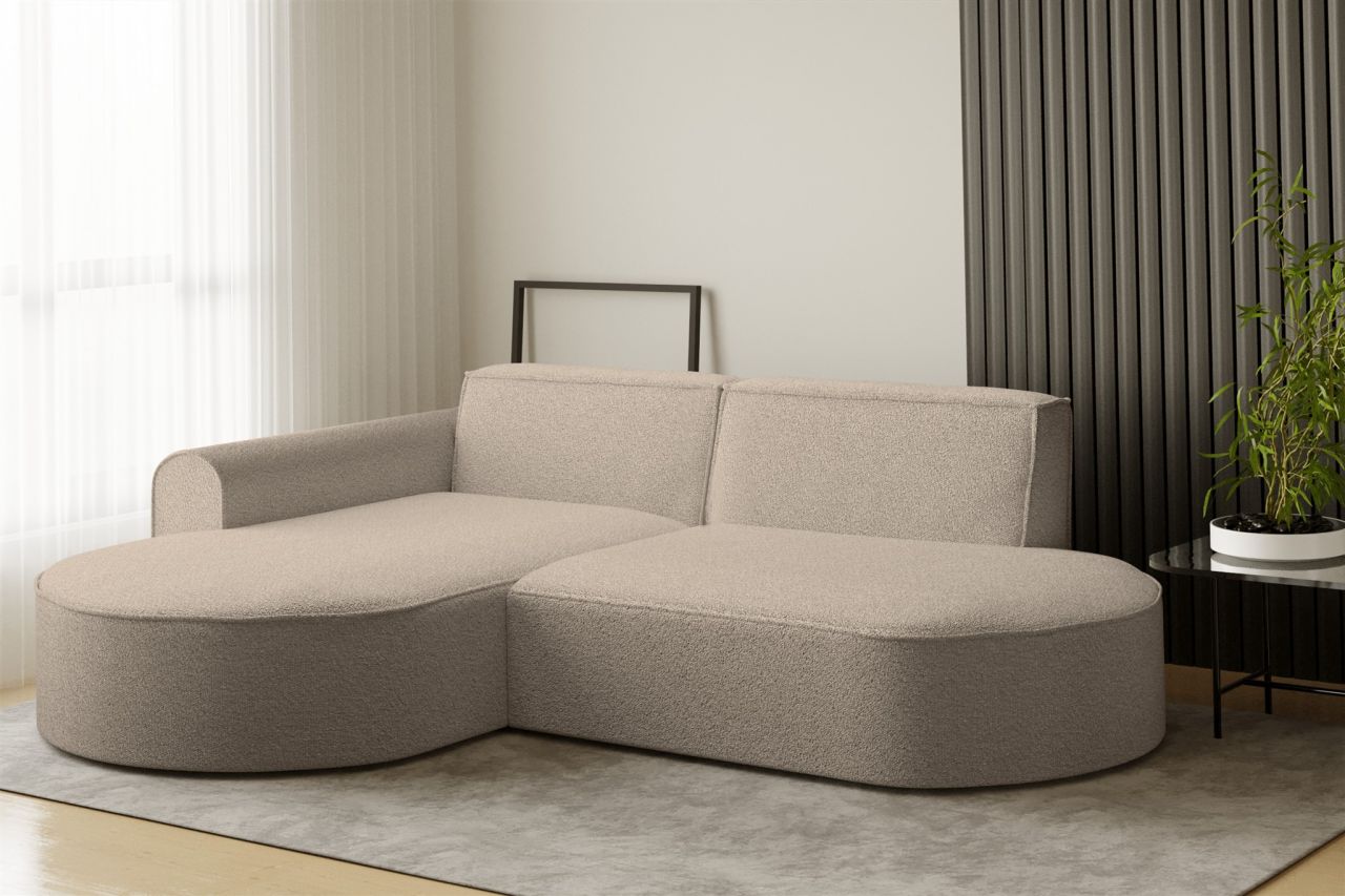 Ecksofa ersofa BONDY in Stoff Ascot Beige Ottomane Links