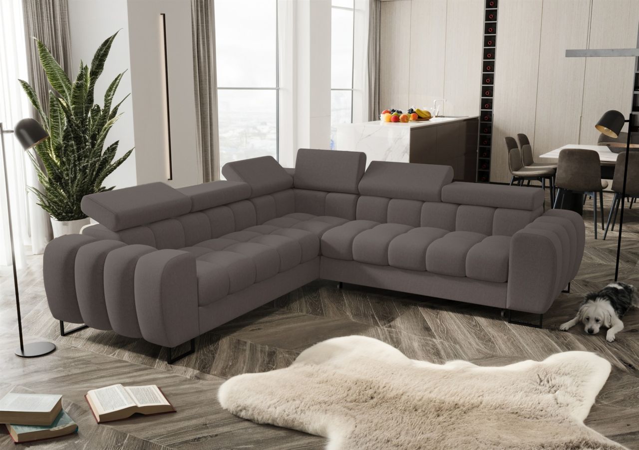 Ecksofa Schlafsofa BASTIEN in Stoff Gemma Dunkelgrau Seite Universal