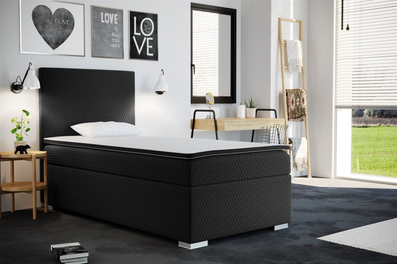 Boxspringbett Schlafzimmerbett BRIX Schwarz 90x200cm inkl.Bettkasten