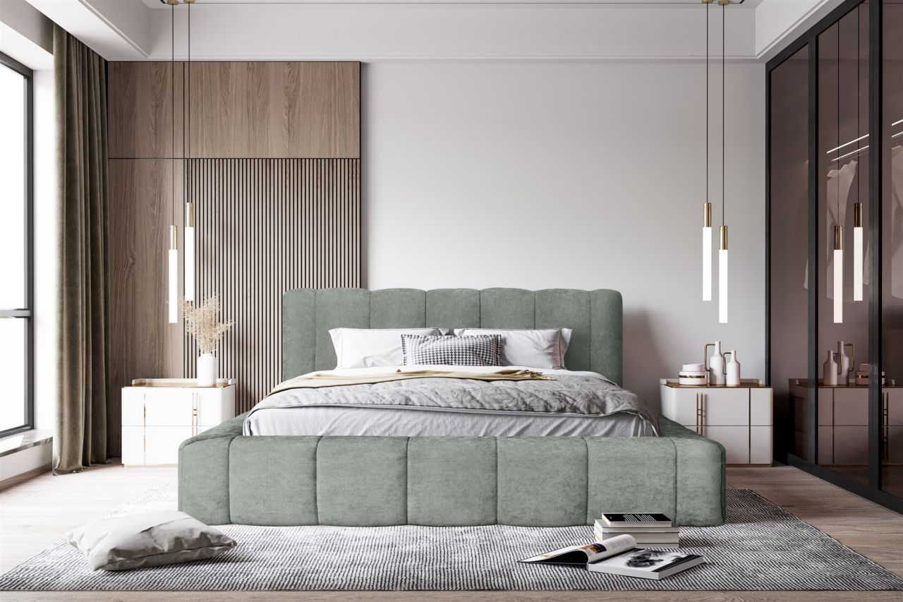 Polsterbett Doppelbett HAILEY 140x200cm Komplettset in Stoff Sometimes Grau