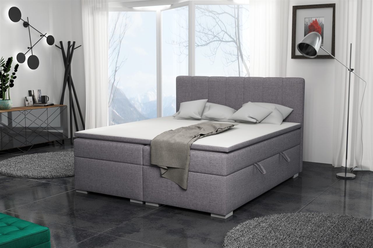 Boxspringbett Schlafzimmerbett LAURIN 200x200cm Stoff Inari Grau