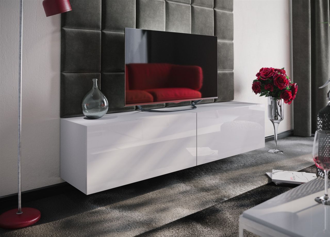 Mediawand Wohnwand 2 tlg - NEXI XL 11 - Weiss Hochglanz