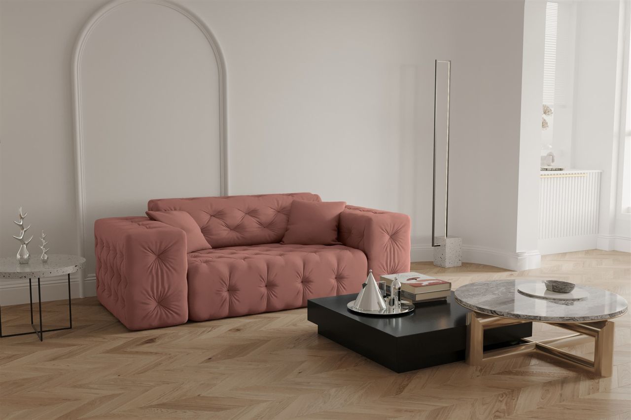 Sofa ersofa CHANTAL 2-Sitzer in Stoff Opera Velvet Koralle