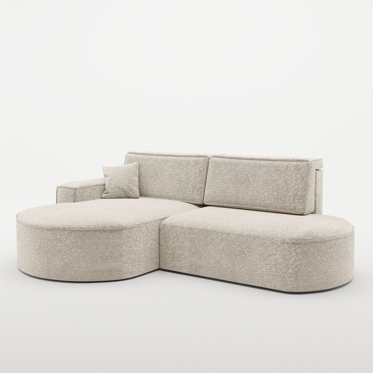 Ecksofa Schlafsofa Sofa VENEDIG Stoff Arena Creme Ottomane Links