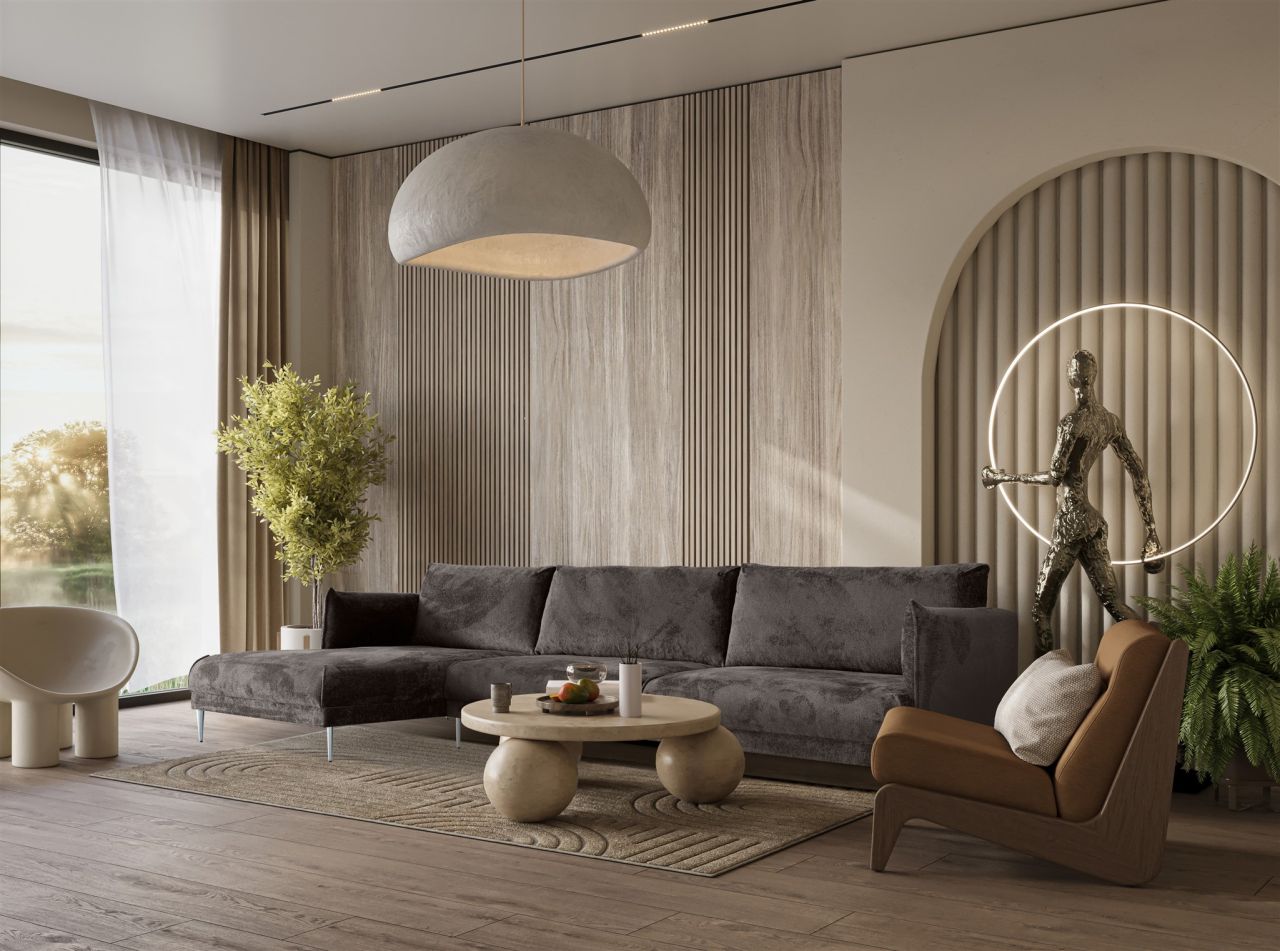 Ecksofa ersofa MADISON XL Stoff Tender Way Anthrazit Ottomane Links