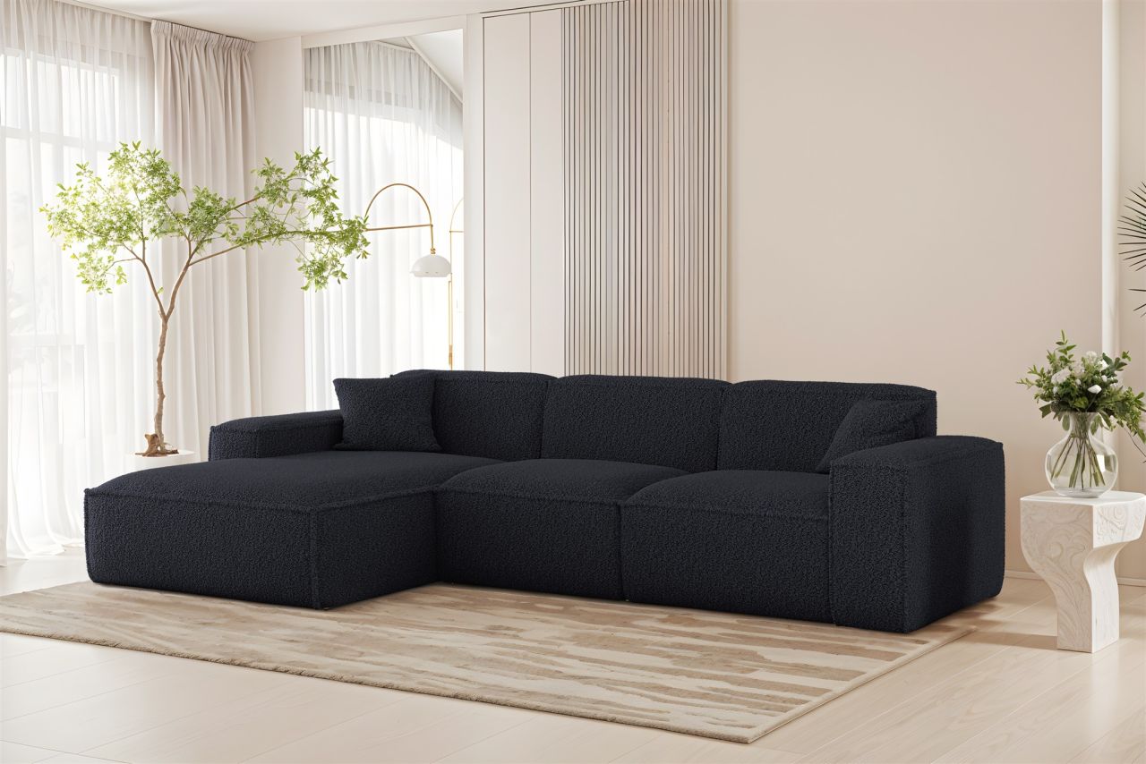 Ecksofa ersofa CELES PREMIUM in Stoff Sven Dunkelblau Ottomane Links
