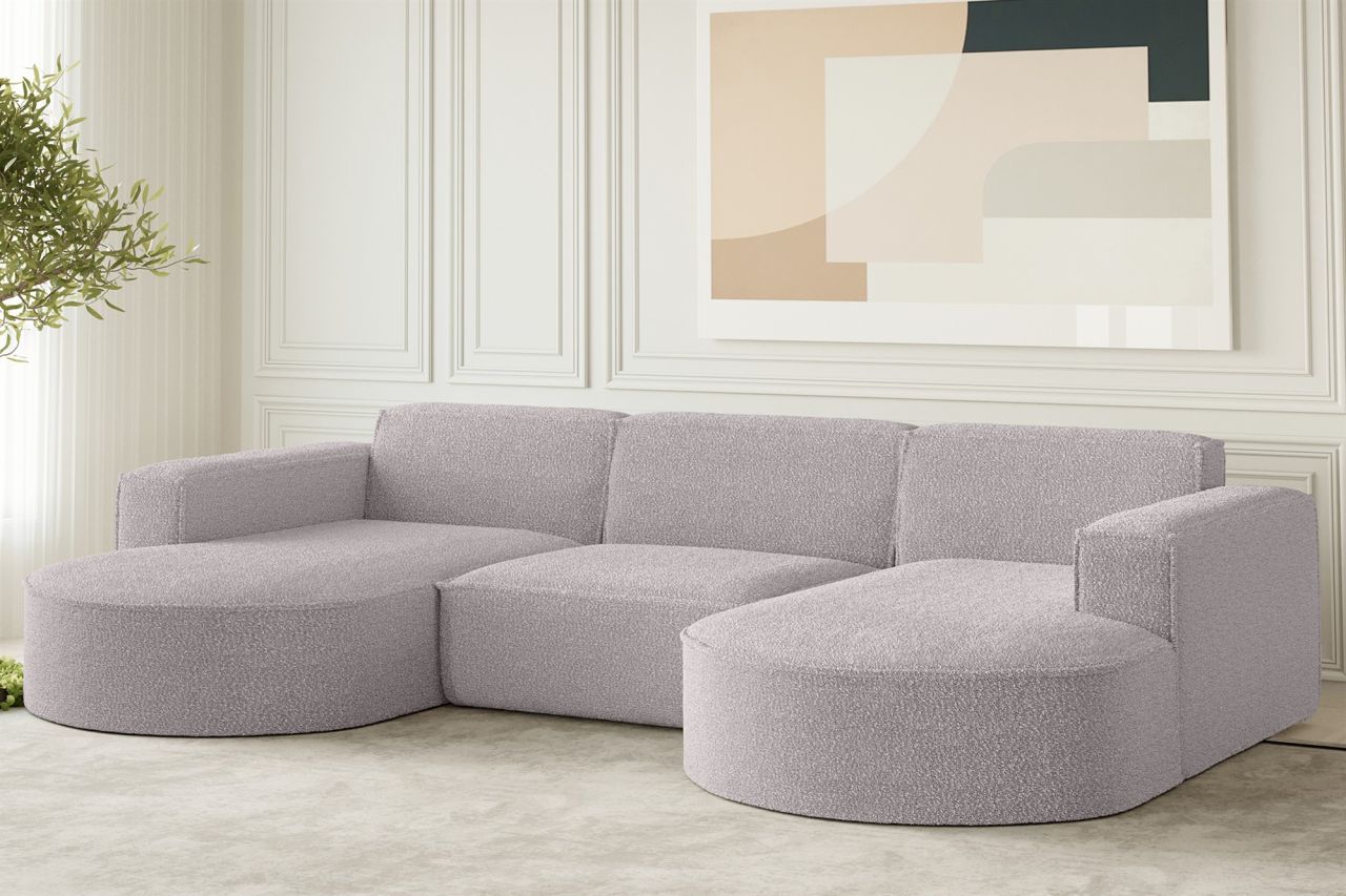 Wohnlandschaft U-Form Sofa PALMA in Stoff Ascot Rose