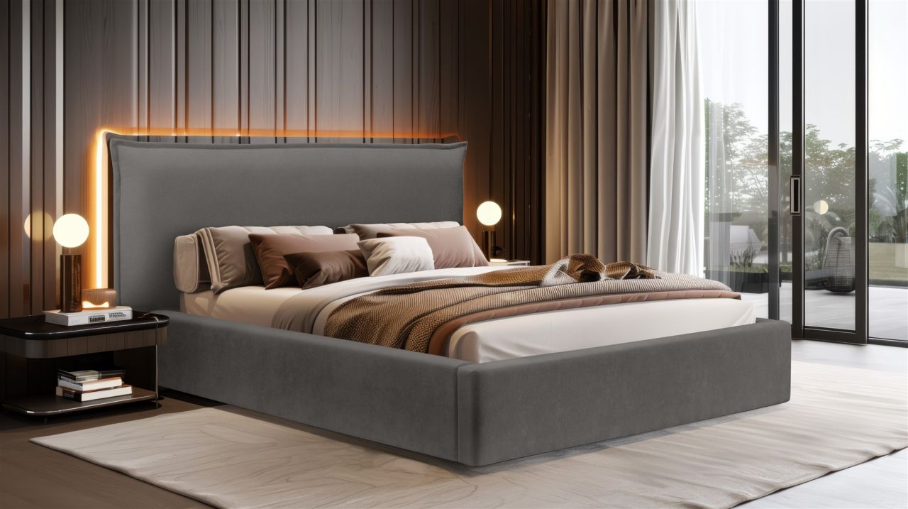 Polsterbett Doppelbett Bett AMADA 180x200cm Komplettset in Stoff Ditra Anthrazit