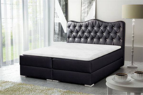 Boxspringbett Schlafzimmerbett SULTAN Kunstleder Schwarz 200x200cm