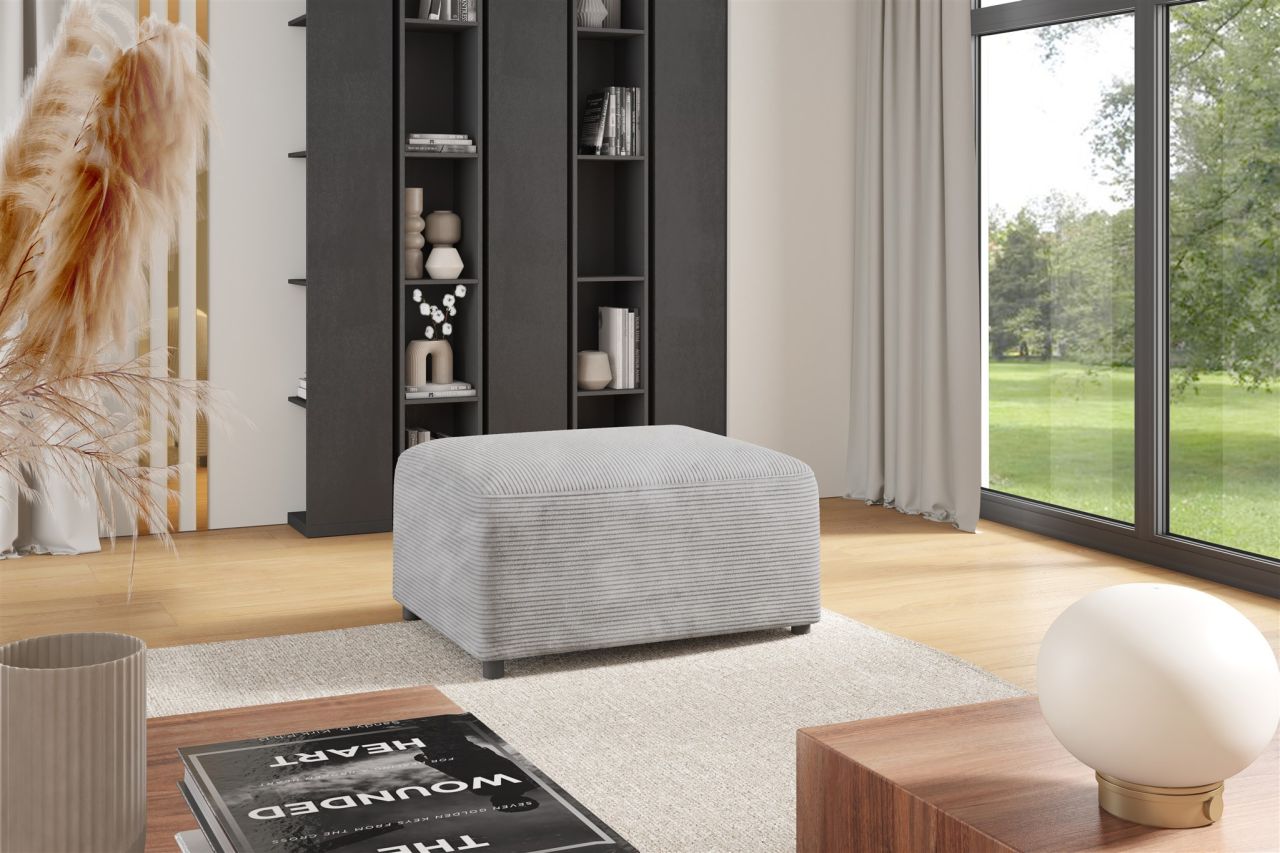 Polsterhocker erhocker Hocker MEGAN in Stoff Poso Hellgrau