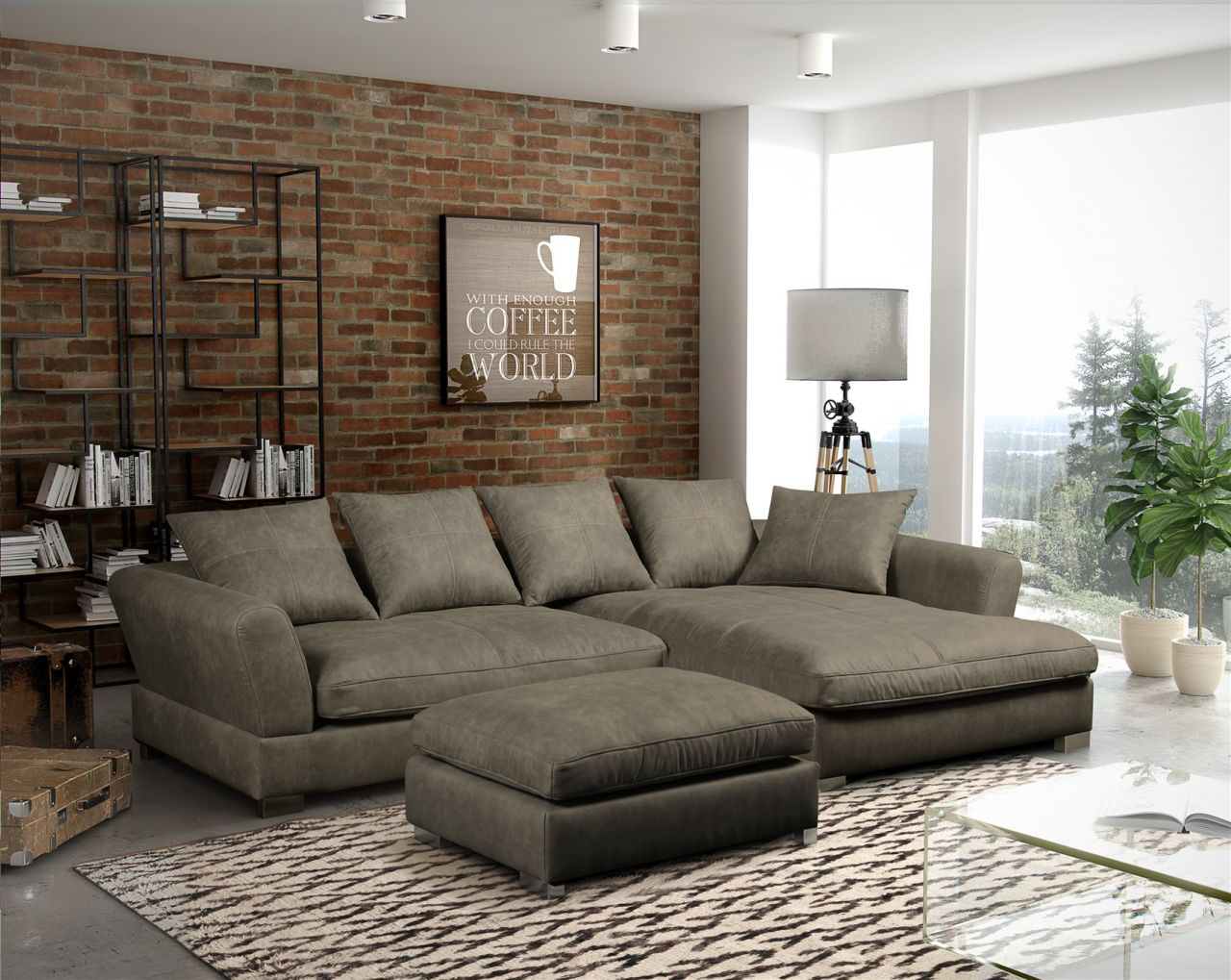 Couchgarnitur TIZIAN diverse Stoff und Farbvarianten/ Rechts+Hocker