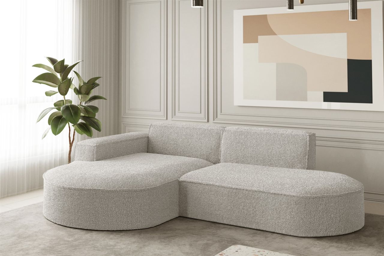 Ecksofa ersofa PALMA XS in Stoff Ascot Pearl Ottomane Links