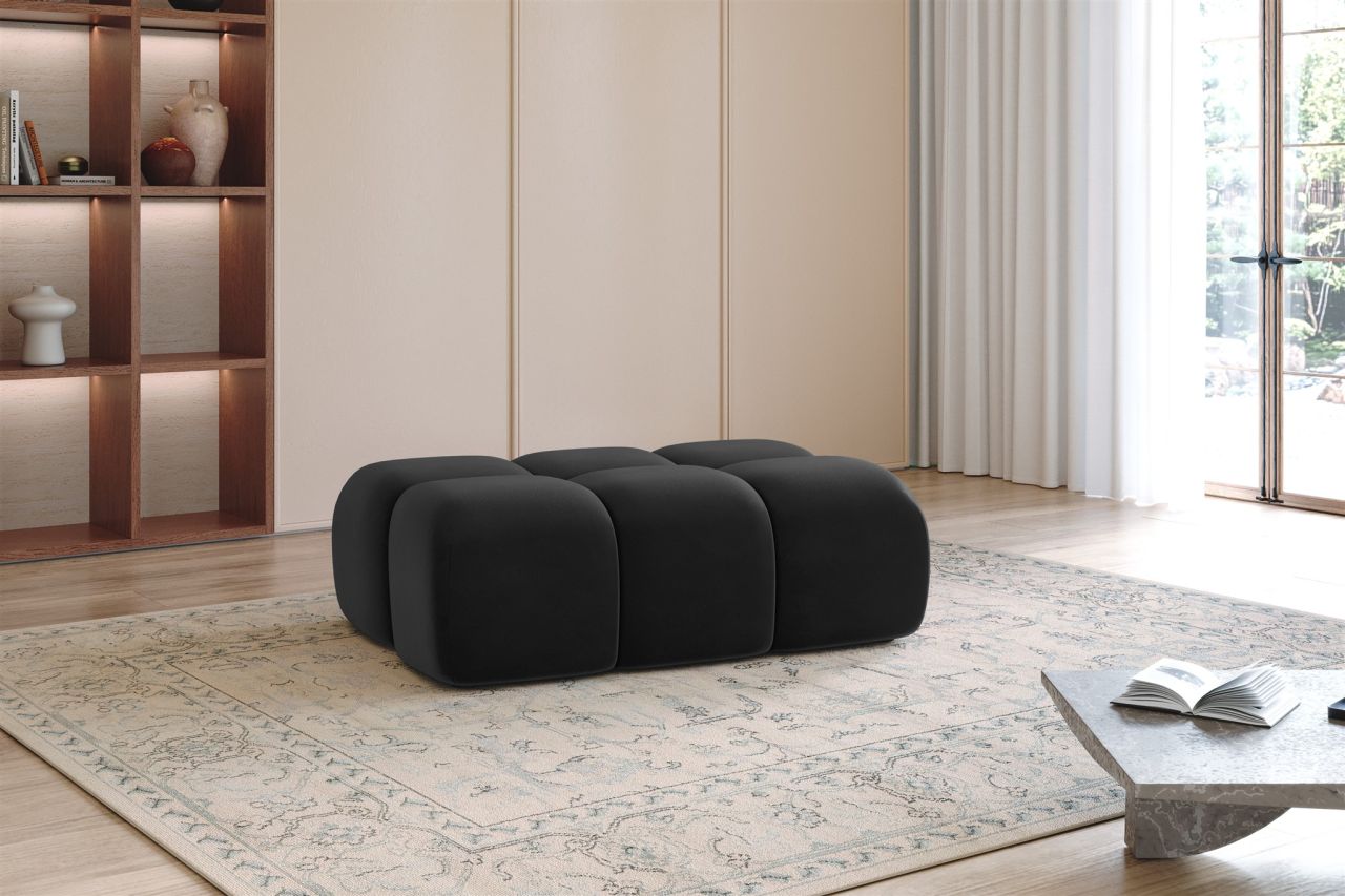 Polsterhocker erhocker DARCY 128x85 cm in Stoff Salvador Schwarz