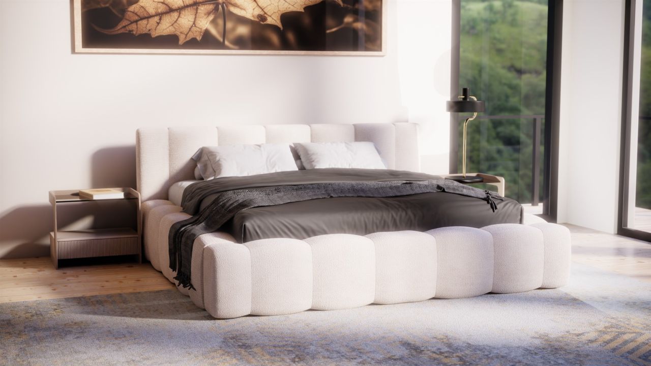 Polsterbett Doppelbett LIZETH 140x200cm Komplettset Stoff Perfect Harmony Hel...