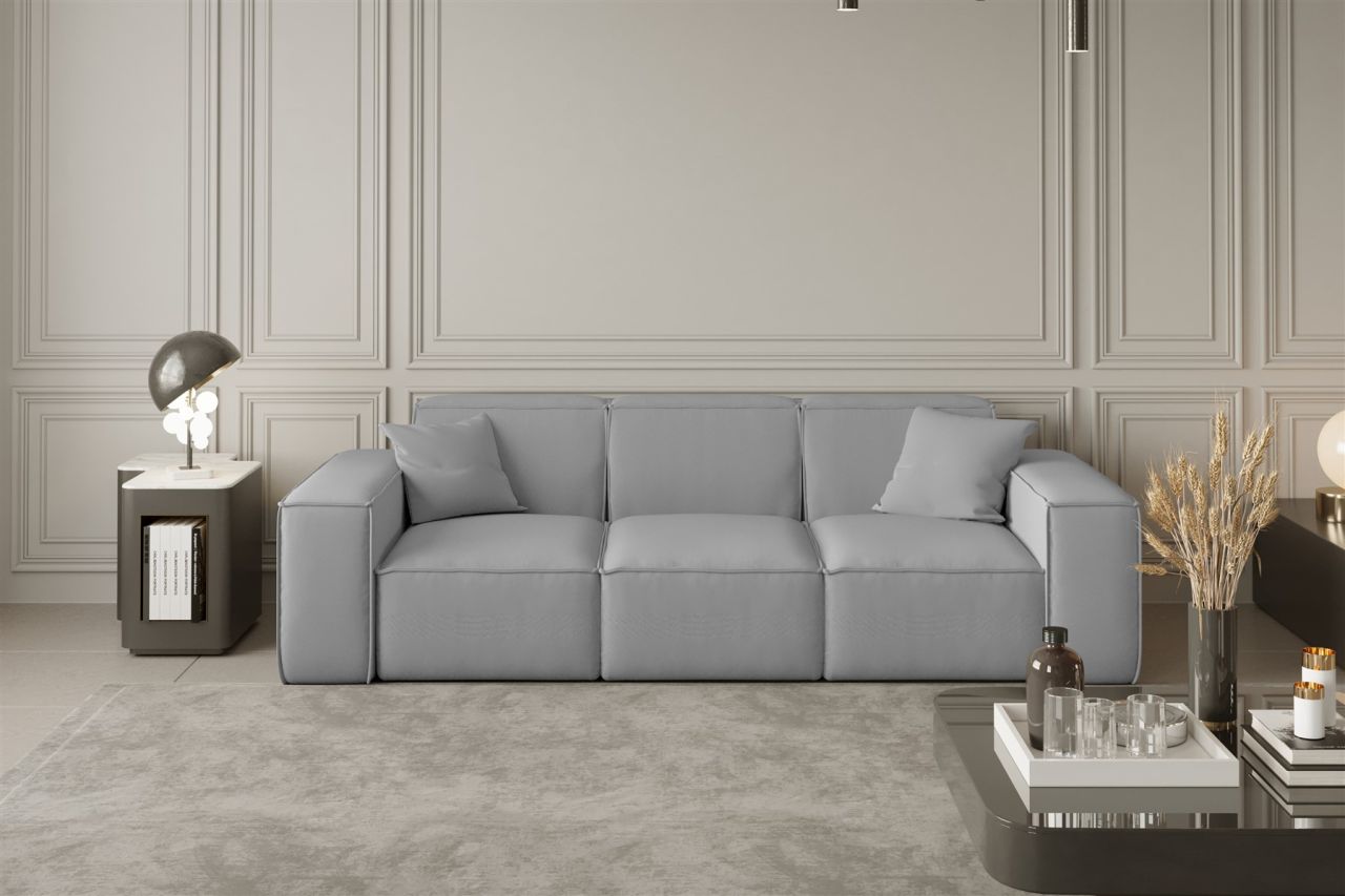 Sofa ersofa CELES 3-Sitzer in Stoff Opera Velvet Hellgrau