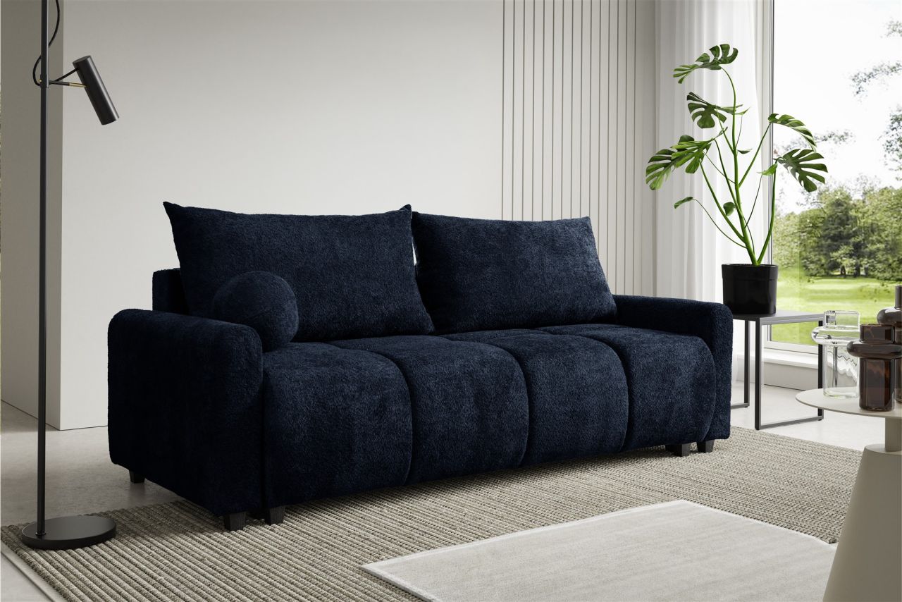Fun Möbel Sofa 3-Sitzer Mit Schlaffunktion Giana Stoff Soft Dunkelblau