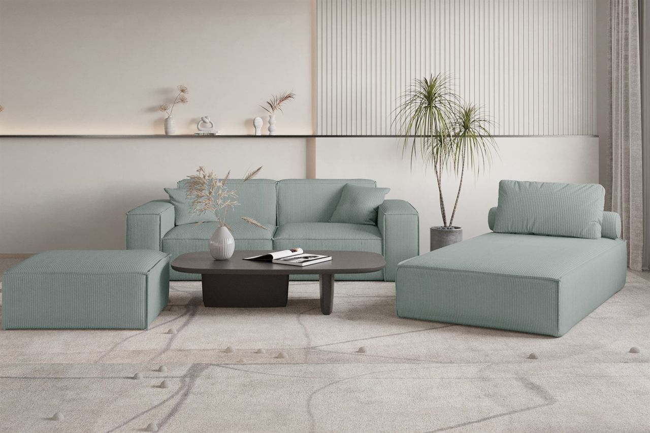 Polstermöbel Set 3-teilig CELES PREMIUM in Stoff Scala Saphirblau