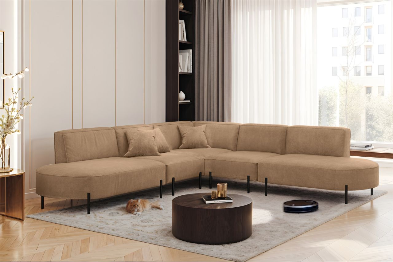 Ecksofa ersofa VALENCIA Stoff Noel Braun Universal
