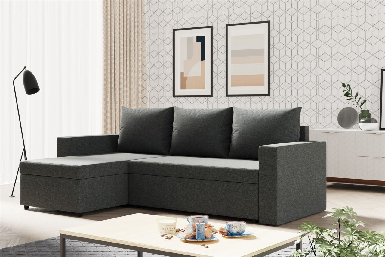 Ecksofa Sofa MERLE mit Schlaffunktion in div. Farbvarianten Ottomane Links