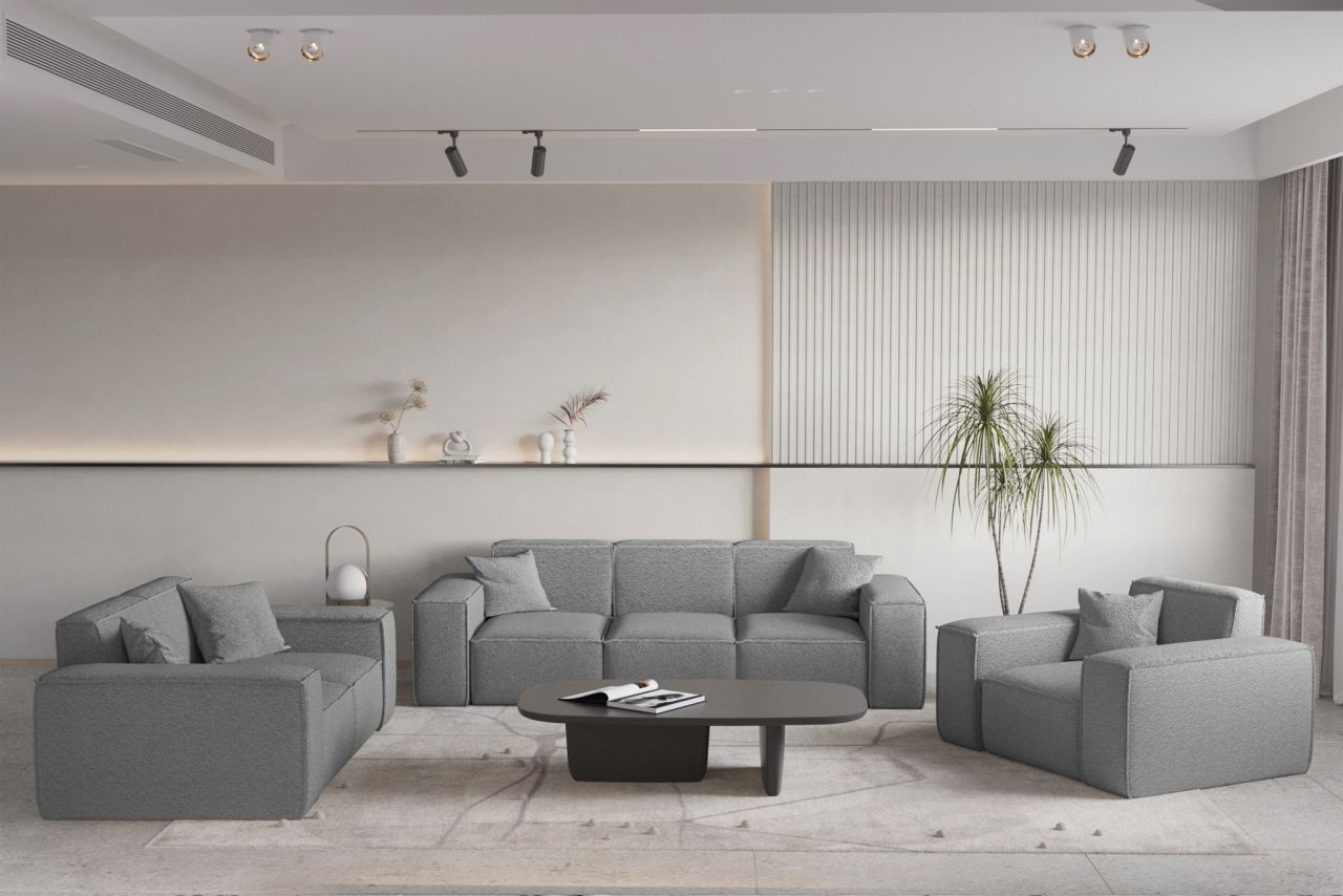 Sofaset ersofa CELES PREMIUM 3-2-1 in Stoff Ascot Bukla Grau