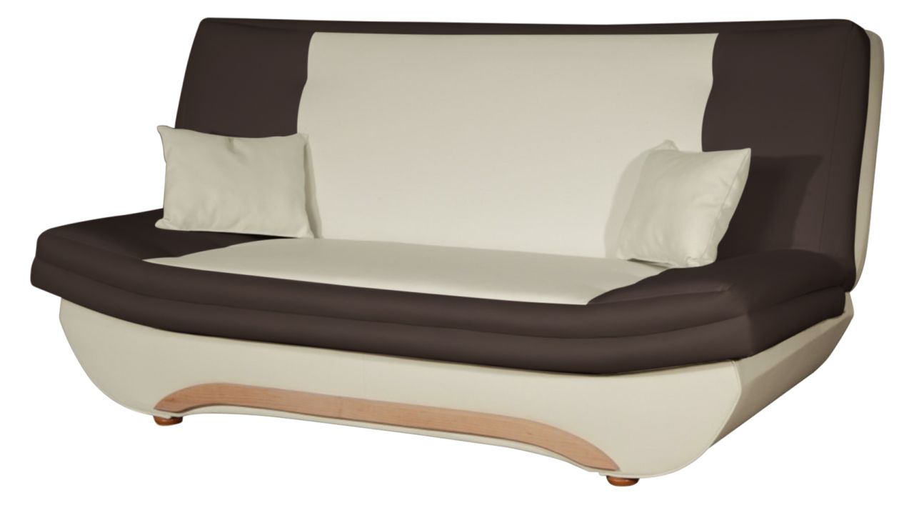 Klick-klack-Sofa Schlafsofa GIANA in Kunstleder Creme-Braun