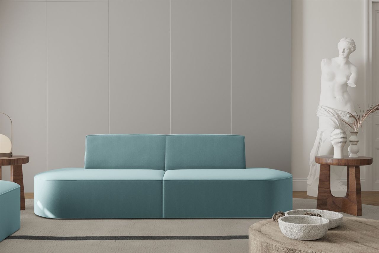 Sofa ersofa 2-Sitzer MILOT in Stoff Opera Velvet Aquablau