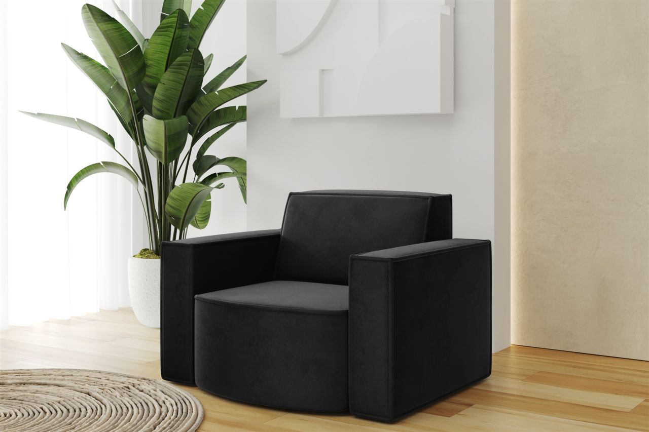 Sessel ersessel PALMA in Stoff Opera Velvet Schwarz