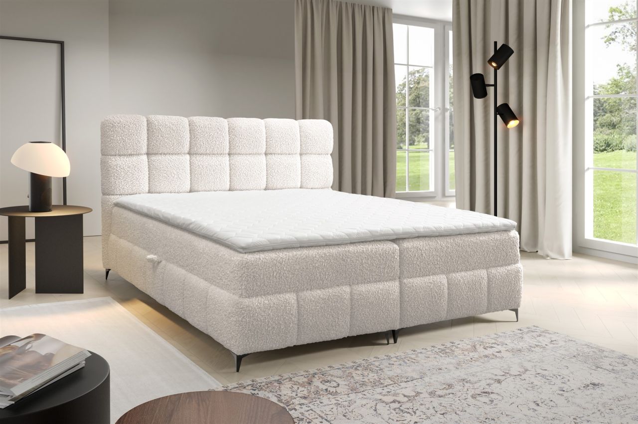 OUTLET Boxspringbett Bett Schlafzimmerbett SOPHIE 100x200cm Stoff Rolf Creme