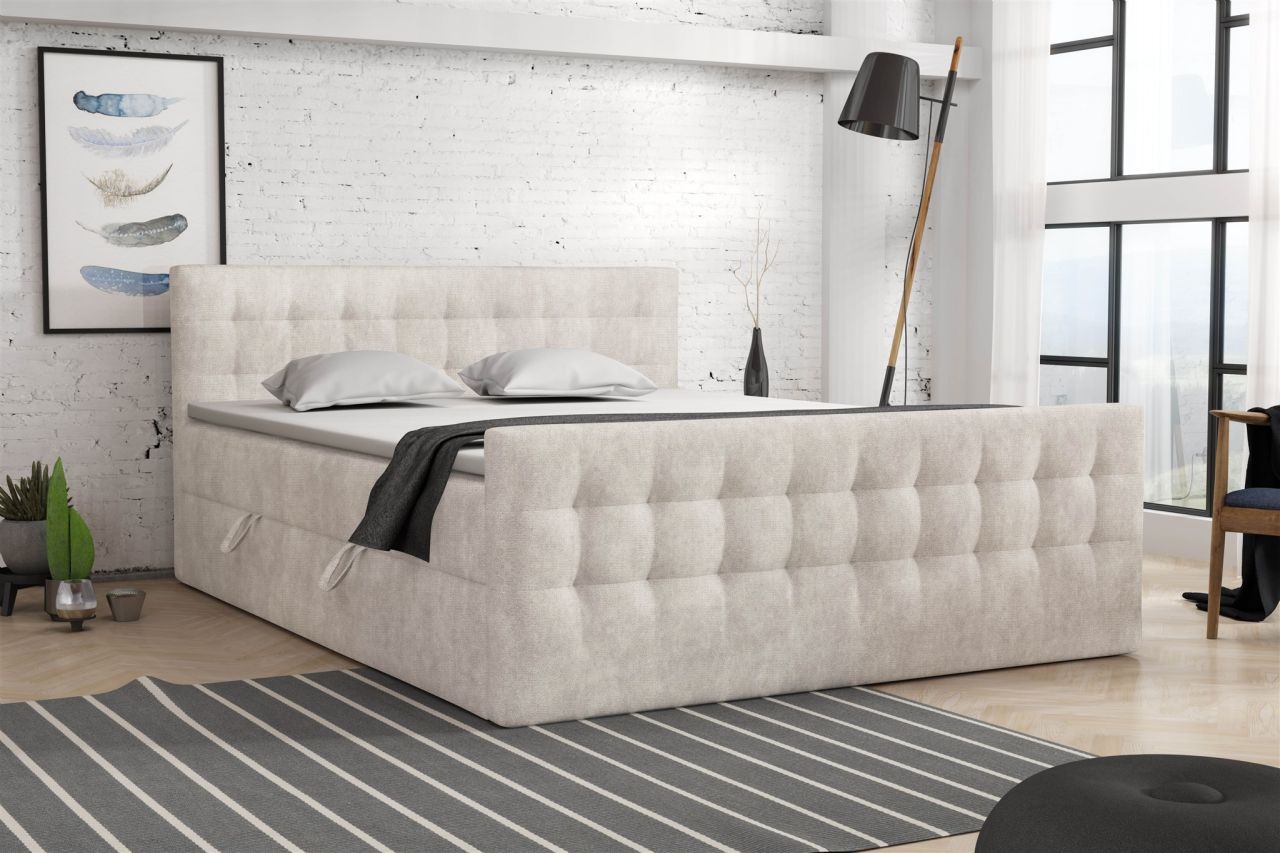 Boxspringbett Schlafzimmerbett ANKER Deluxe 180x200cm Perfect Harmony Creme