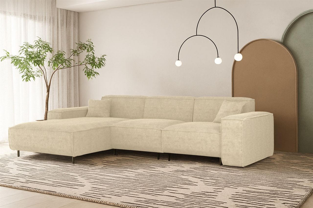 Ecksofa ersofa GLORIA in Stoff Scala Creme Ottomane Links