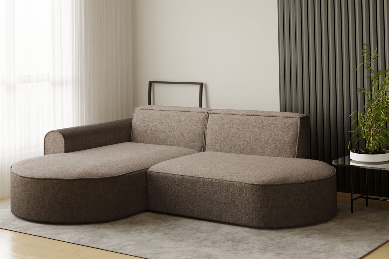 Ecksofa ersofa BONDY in Stoff Neve Cappuccino Ottomane Links