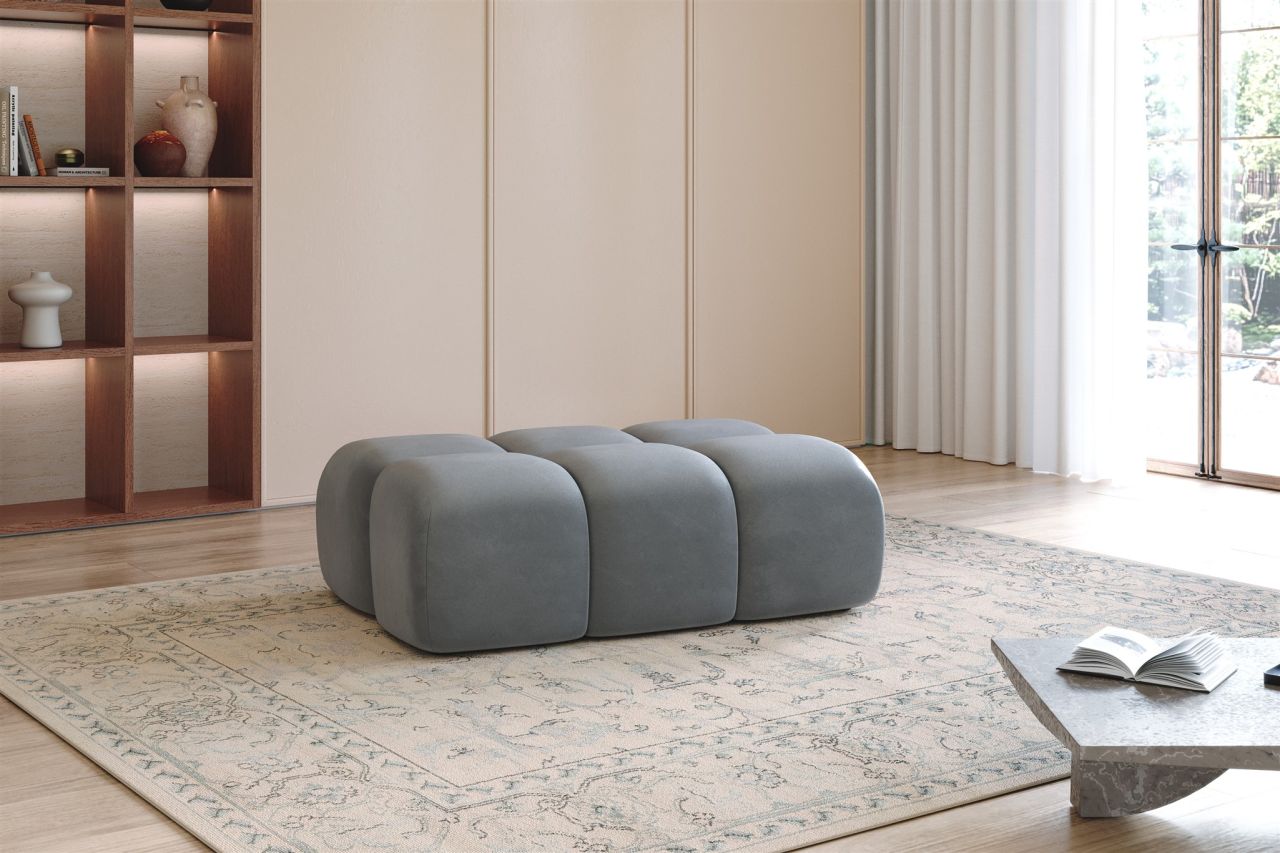 Polsterhocker erhocker DARCY 128x85 cm in Stoff Salvador Grau